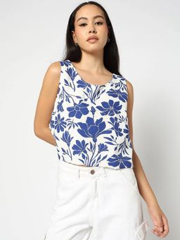 GAP - Blue Women Floral Relaxed Fit Crop Top