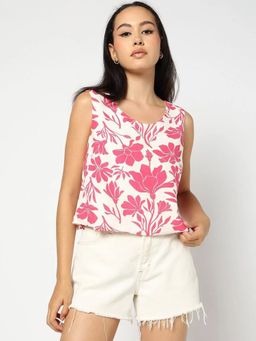 GAP - Red Women Floral Relaxed Fit Crop Top