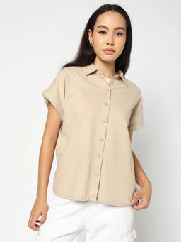 GAP - Beige Women Relaxed Fit Shirt