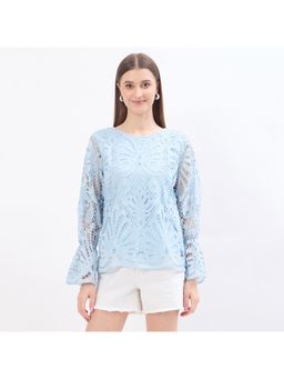 Madame - Lace Powder Blue Top