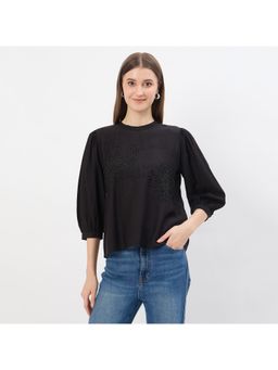 Madame - Embroidery Black Rayon Blend Top