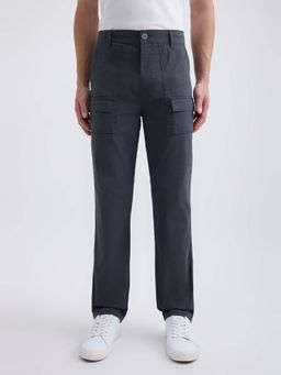 Pepe Jeans - Men Grey Mid Rise Over Dyed Stretch Cargos