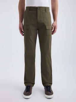 Pepe Jeans - Men Green Mid Rise Over Dyed Stretch Cargos