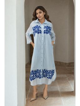Autumnlane - Women White Cotton Embroidery Dress