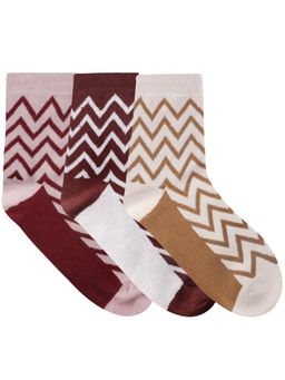NEXT2SKIN - Women'S Woollen Regular Length Socks Pack Of 3 -Maroon,White,Yellow