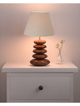 Homesake - Wood Table Lamp Walnut Pebble White Jute
