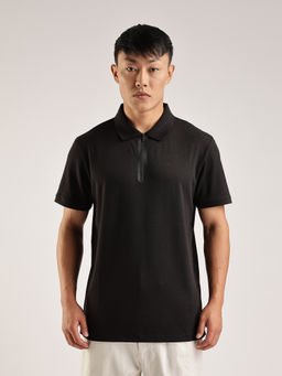 Calvin Klein - Solid Regular-Fit Cotton Polo T-Shirt Black