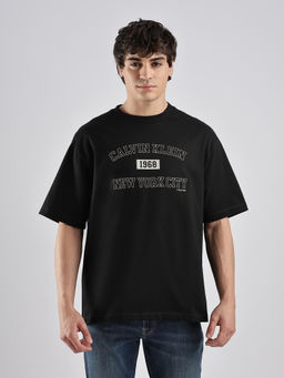 Calvin Klein - Embroidered Logo Relaxed-Fit Cotton T-Shirt Black