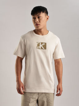 Calvin Klein - Logo Regular-Fit Cotton T-Shirt Off White