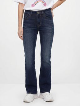 ONLY - Womens Solid Flared Fit Blue Jeans