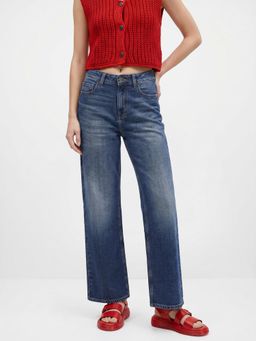 ONLY - Womens Solid Straight Blue Jeans