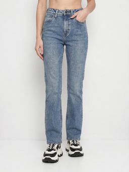 ONLY - Womens Solid Straight Blue Jeans
