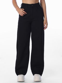 ONLY - Womens Solid Wide Leg Black Jeans
