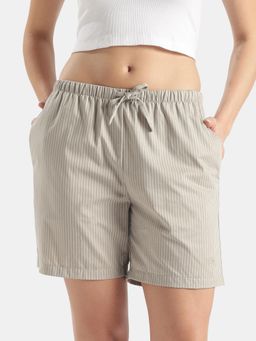 Jockey - RX15 Women Super Combed Cotton Striped Shorts-London Fog