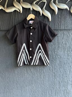 THE WISHING CLOSET - Black Crochet Lace Shirt