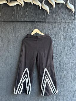 THE WISHING CLOSET - Black Palazzo Pants With Crochet Lace