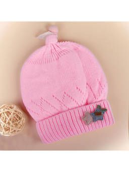 Baby Moo - Star Breathable Beanie Warm Knitted Woollen Cap - Pink