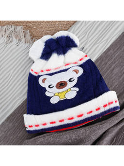 Baby Moo - Koala Breathable Beanie Warm Knitted Woollen Cap - Navy
