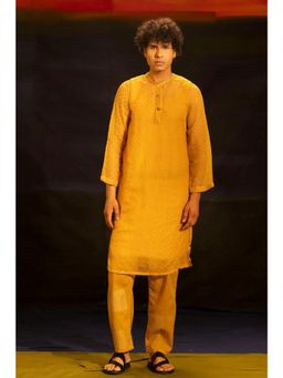Banana Labs - Illume Men's Mustard Kota Kurta with Pant