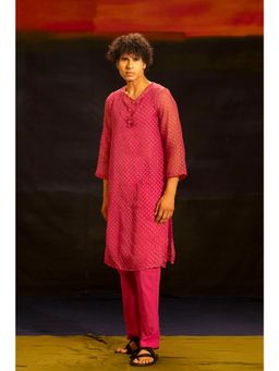 Banana Labs - Illume Men's Pink Fuschia Kota Kurta with Pant
