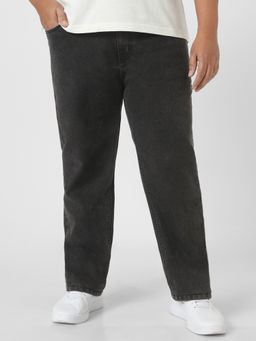 Urbano Plus - Mens Black Regular Fit Washed Jeans
