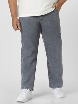 Urbano Plus - Mens Grey Regular Fit Washed Jeans