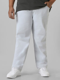 Urbano Plus - Mens Whitish Grey Regular Fit Washed Jeans