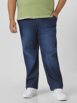 Urbano Plus - Mens Blue Regular Fit Washed Jeans