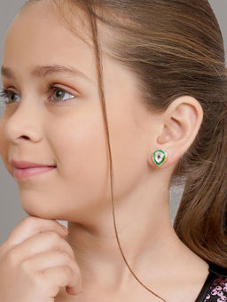 Ruby Raang Studio - Ruby Raang Green Kundan Studs Earrings