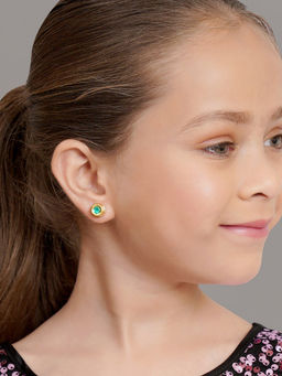 Ruby Raang Studio - Ruby Raang Green Kundan Studs Earrings