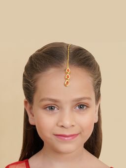 Ruby Raang Studio - Red Kundan Maang Tikka