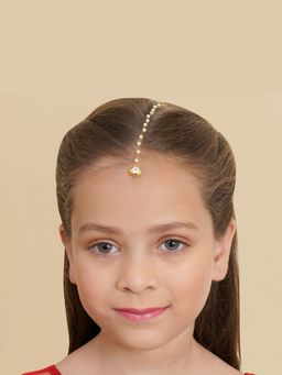 Ruby Raang Studio - White Kundan Maang Tikka