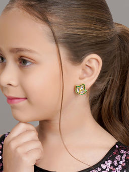 Ruby Raang Studio - Green Kundan Studs Earrings
