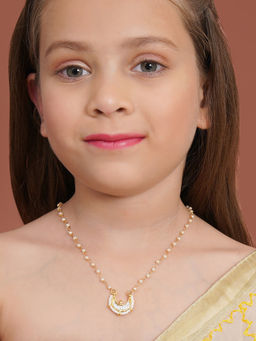 Ruby Raang Studio - White Half Moon Kundan Necklace