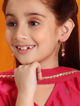 Ruby Raang Studio - Gold Plated Brass White Kundan Loop Earrings