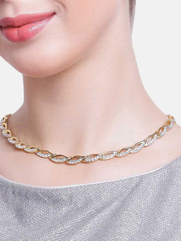 Estele - Gold & Rhodium Plated Petiole Designer Jewellery Set with Austrian Crystals for Women