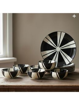 BlackCarrot - 12 Piece Black Ceramic Dinner Set