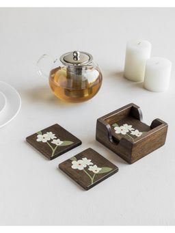 AURUM CRAFTS - Brown Bella Mango Wood Coasters with Stand