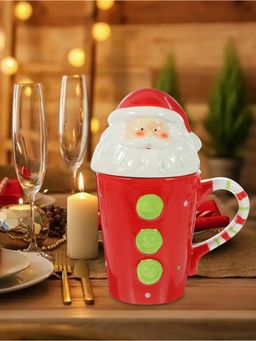 Little Surprise Box - Red Ceramic Christmas Themed Mug with Lid