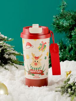 Little Surprise Box - Cream Deer Happy Christmas Themed Stainless Steel Insulated Bottle