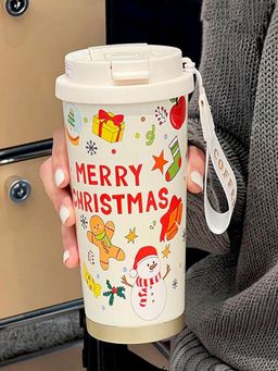 Little Surprise Box - White Christmas Doodle Themed Stainless Steel Insulated Bottle