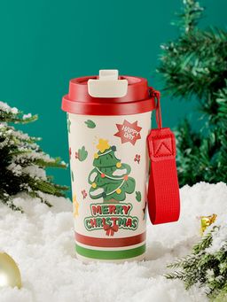 Little Surprise Box - White Merry Christmas Tree Themed Stainless Steel Insulated Bottle