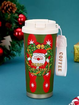 Little Surprise Box - Green Santa Wreath Christmas Themed Stainless Steel Insulated Bottle