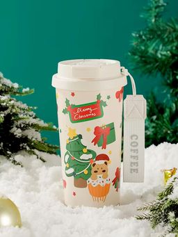 Little Surprise Box - White Christmas Tree & Bear Cupcake Themed Stainless Steel Insulated Bottle
