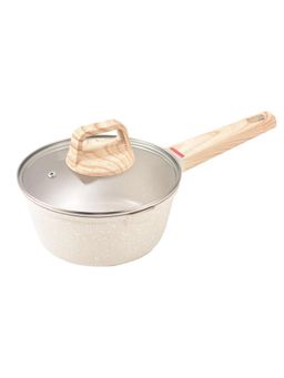House of Quirk - Beige Maifan Stone Nonstick Sauce Pan with Glass Lid