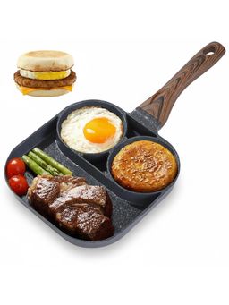 House of Quirk - Black Nonstick Egg Frying Pan Mini Divided Grill Pan