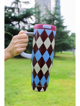 House of Quirk - Multi-Color Retro Plaid Pop-Up Lid Double Wall Vacuum Insulated Bottle