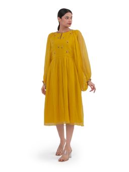 Journal By Pranay - Mustard Yellow Anarkali Dress