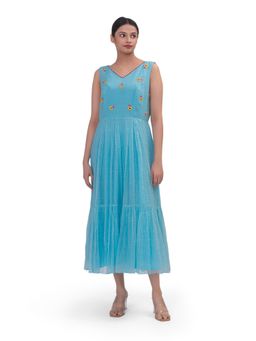 Journal By Pranay - Sky Blue Pleated Maxi Dress