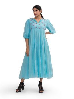 Journal By Pranay - Sky Blue Gathered Maxi Dress
